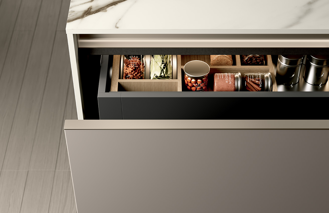 Anta effetto legno texture naturale venature calde anta maniglia segno nobilitato