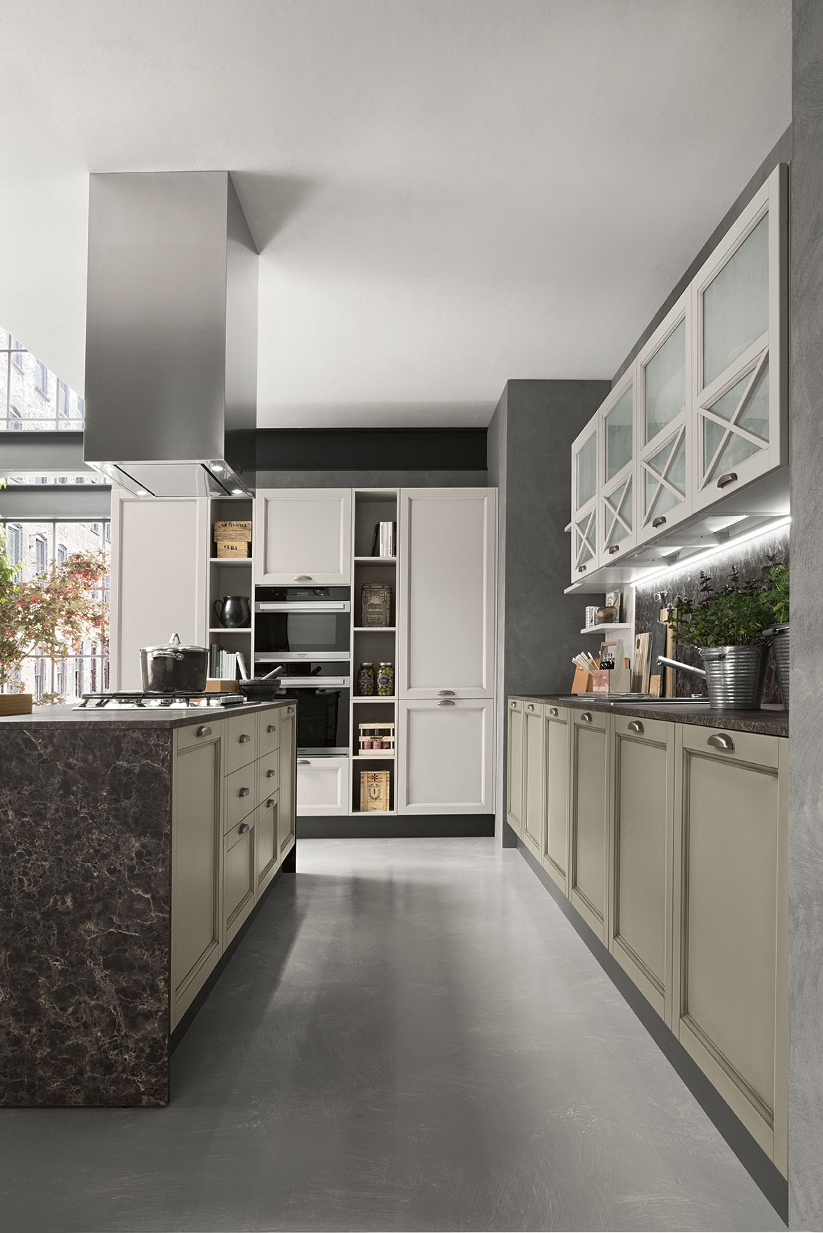 Cucina ambientazione sinfonia stile classico rivisitato dettagli decorativi sinf6 pag 98 sinfonia