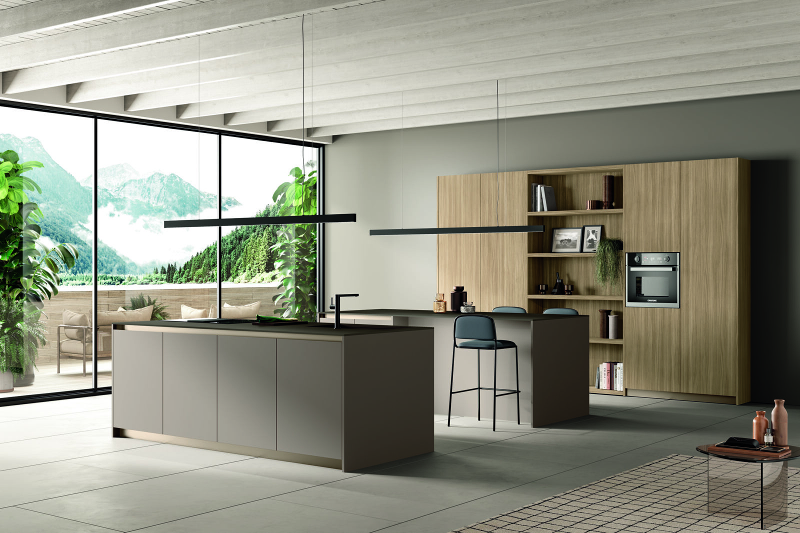 Moderna cucina a isola marmo legno chiaro kitchen deluxe collection3 pag 24 25(1) angolo 37