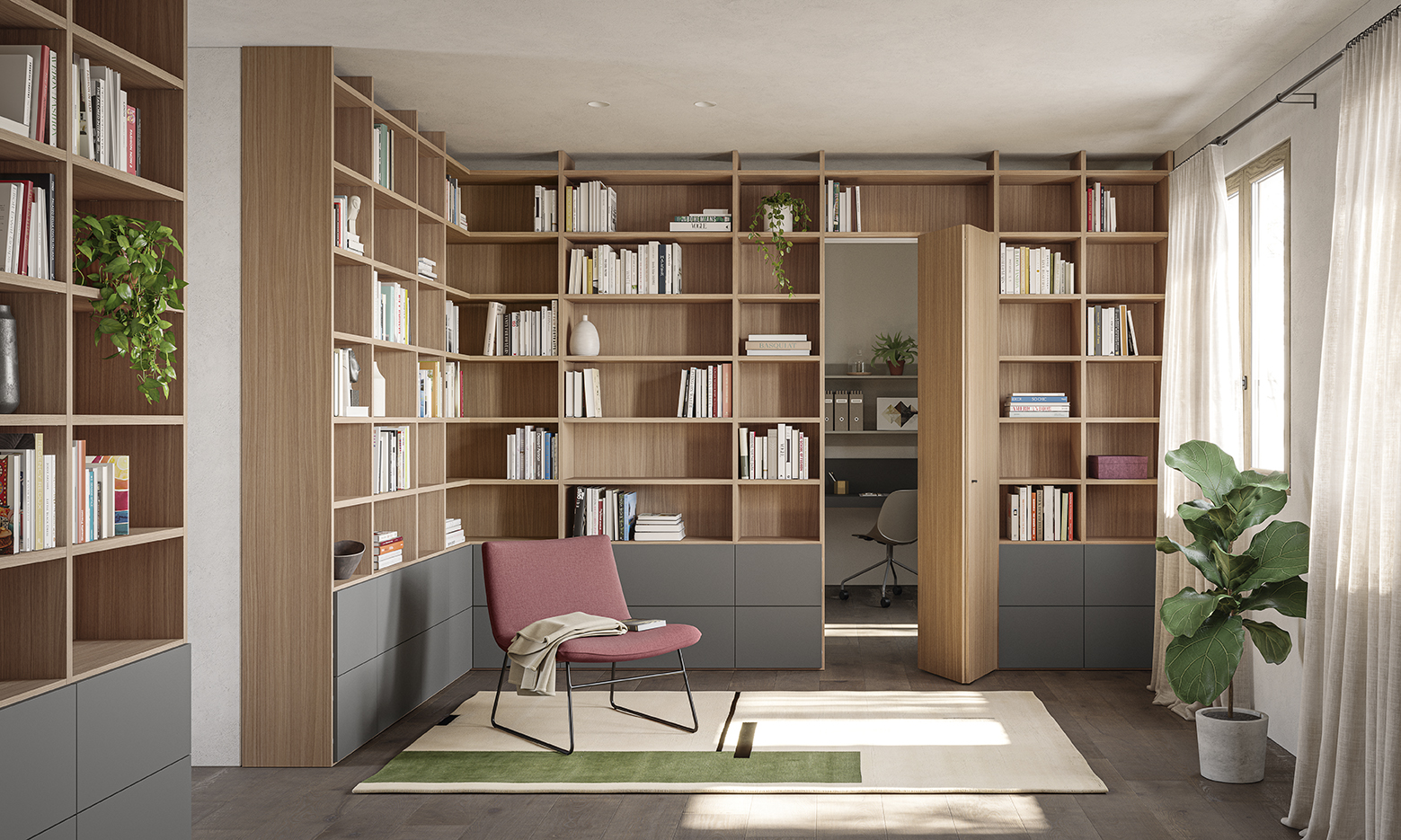 Arredamento parete divisorio golf utility space libreria infinity go u04 p38 39