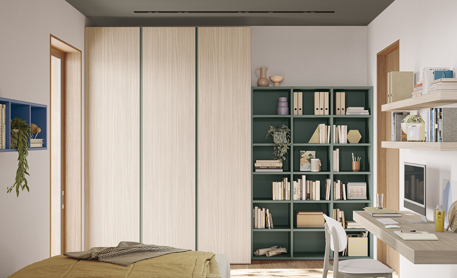 Cameretta ragazzi moderna golf young space ottimizzare lo spazio go y07 p62 63