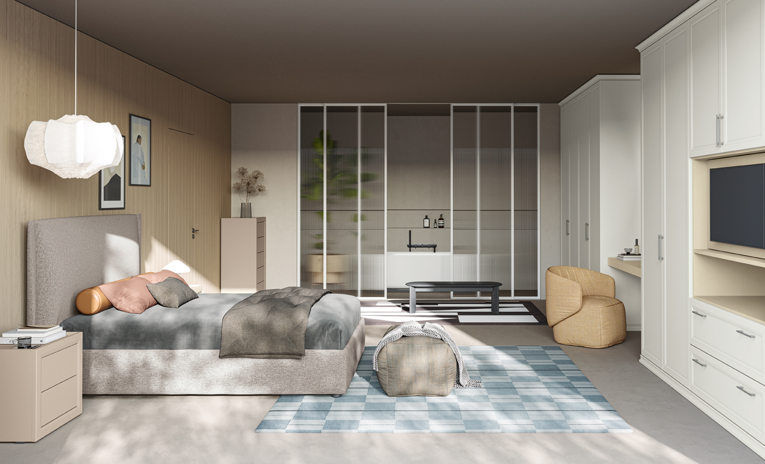 Composizione arredamento camera arcadia mezzanotte moderno ar mno am001 p08 09