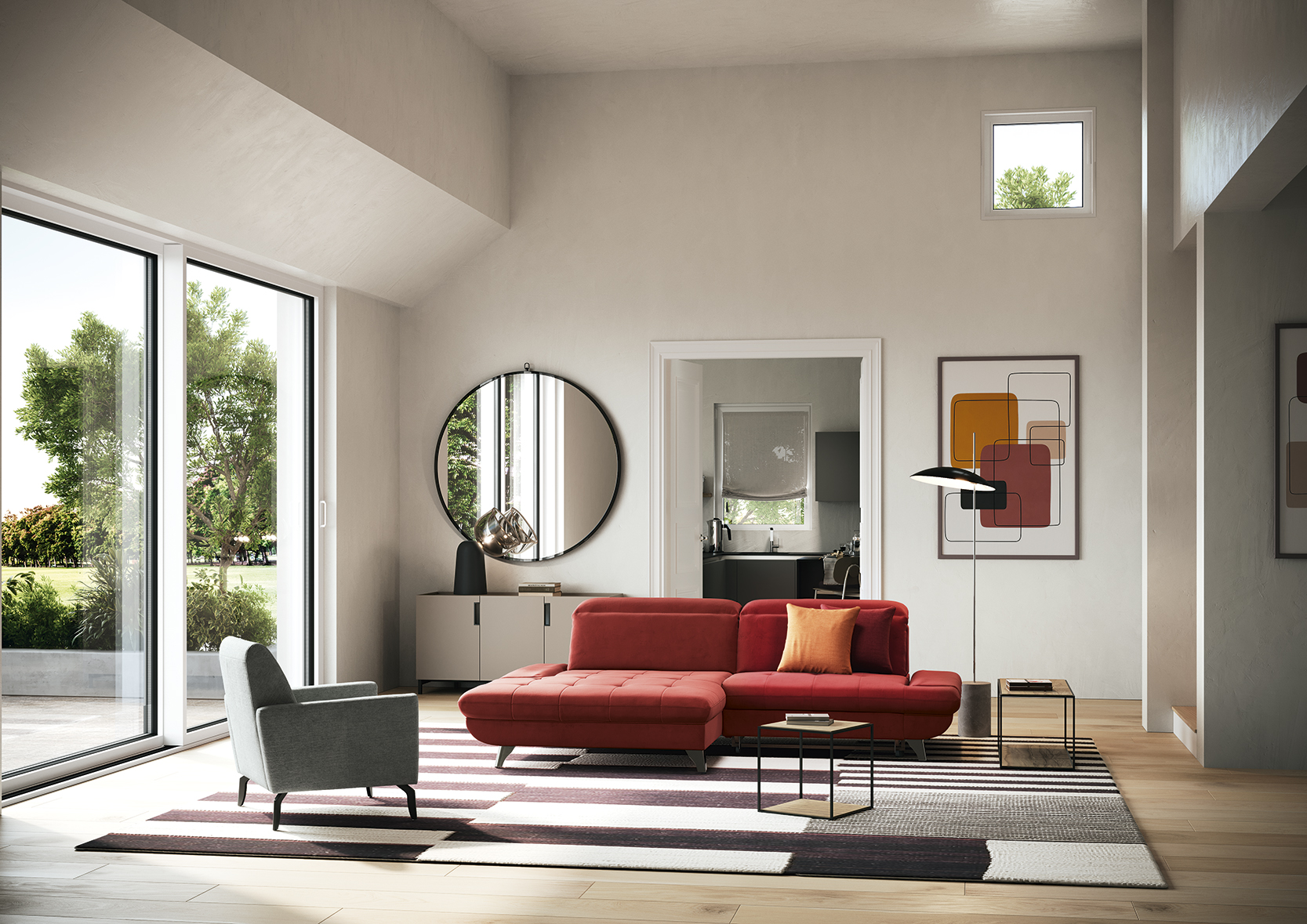 Divano moderno living imbottito minimalista sp gen nes p80 81