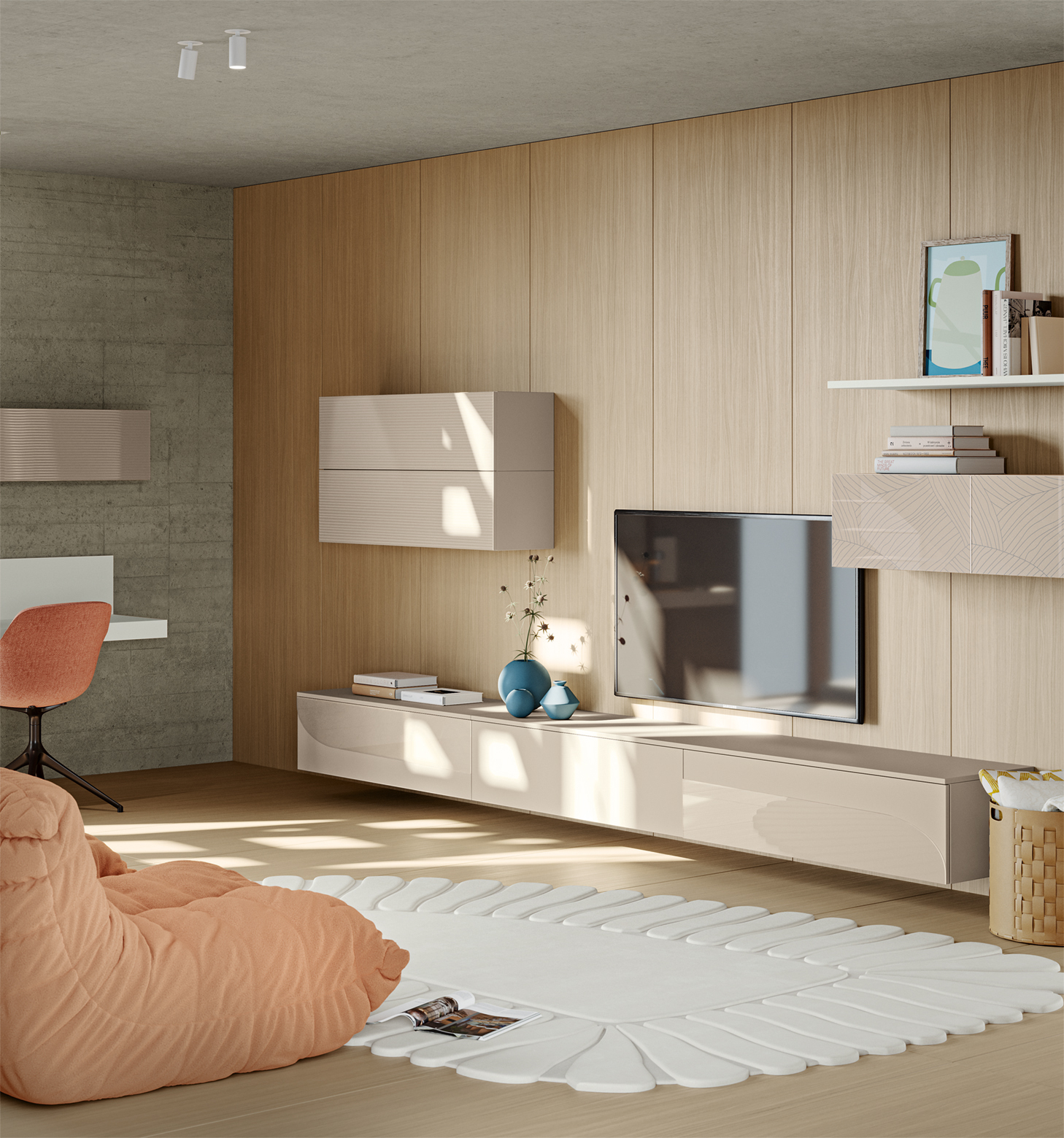 Composizione arredamento salotto design moderno eclettica eclettica giorno ar ecl en06 p72 73