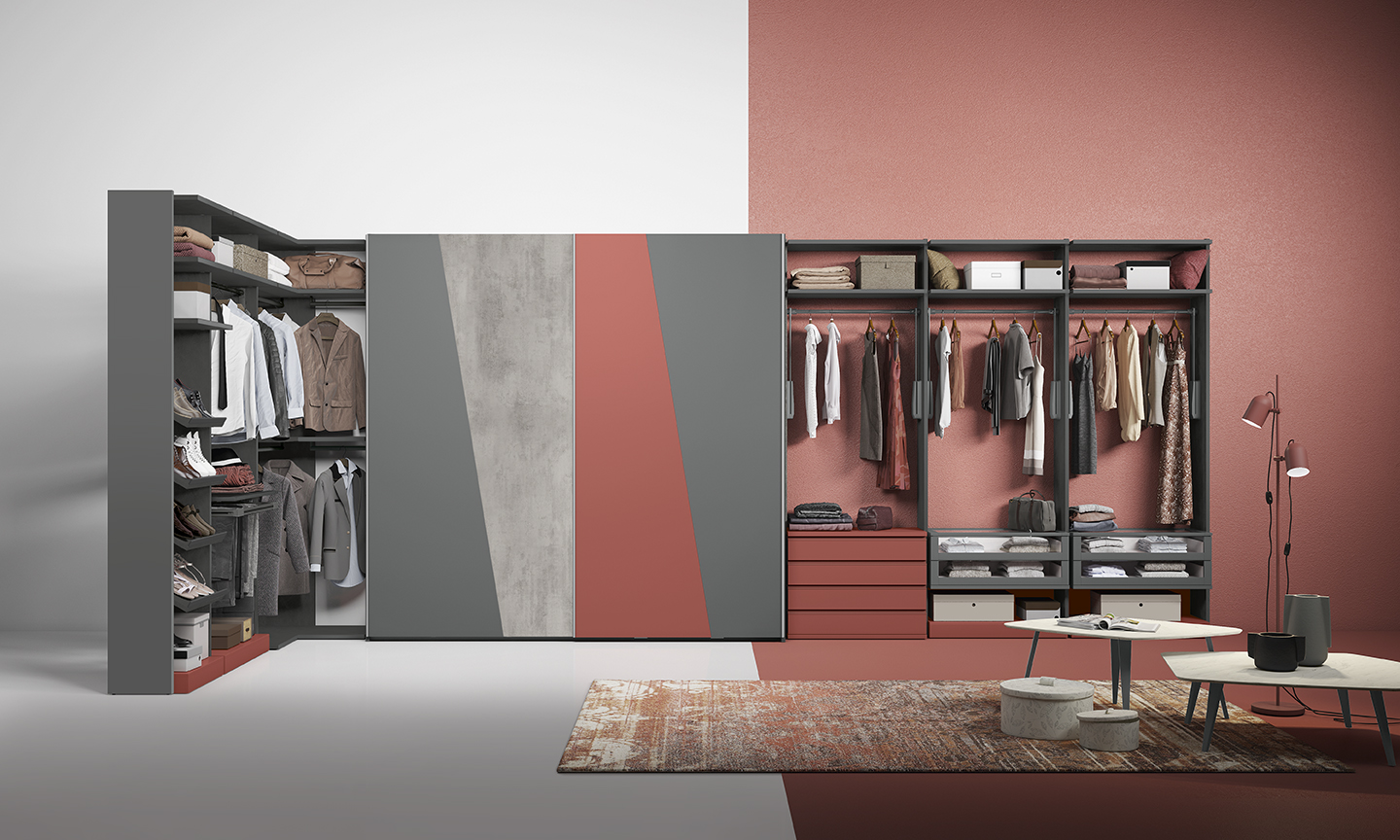 Armadi design moderni camera matrimonle ante scorrevoli ggo u41 p132 133