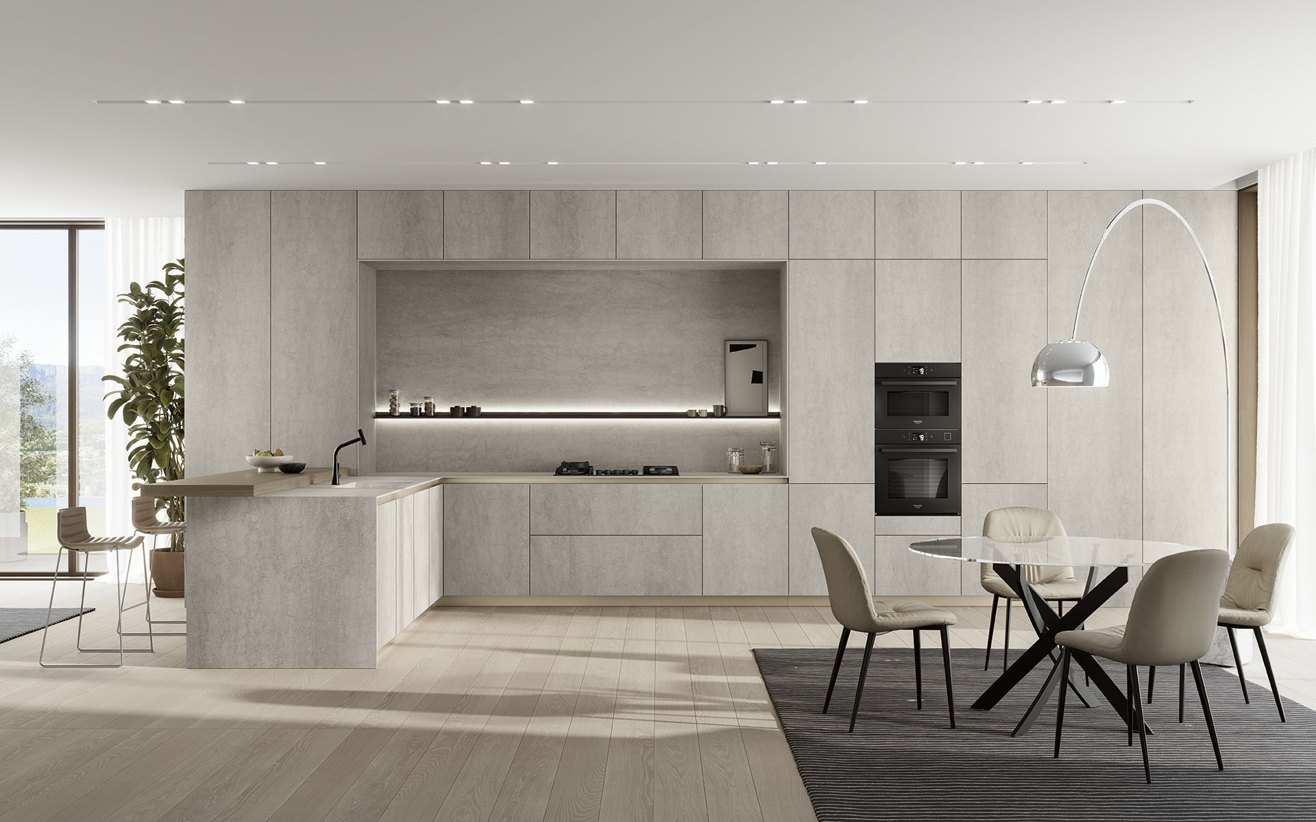 Cucina isola marmo bianco legno chiaro kitchen deluxe collection cck dlx p20 21