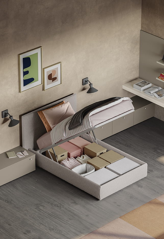 Letti contenitori design moderni camere young letto twin go y11 p98