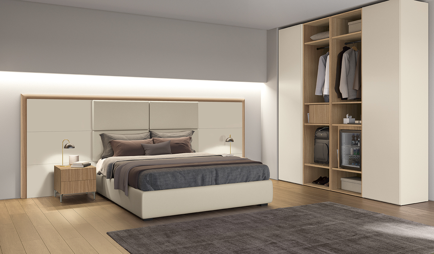 Letto design testata continua letto basic go h02 c p27