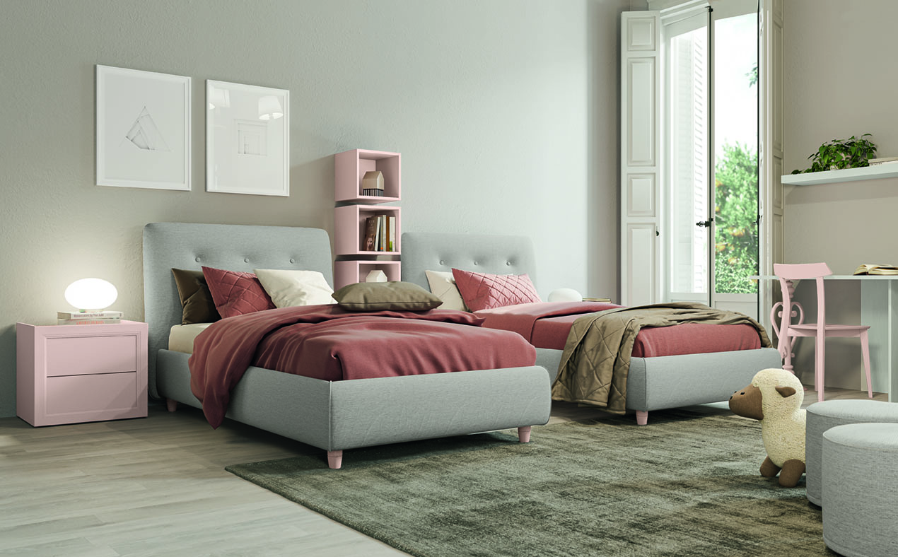 Letto imbottito design classico camere kids letto adagio ar nme ac006 p48 49