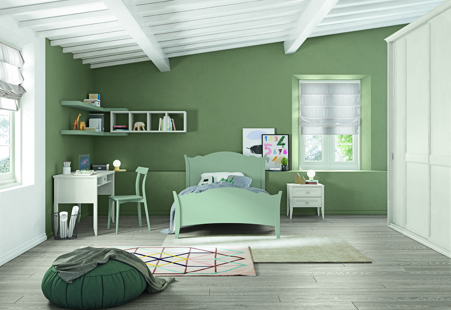 Letto pannello design classico camere kids letto rainbow ar nme ac007 p54 55