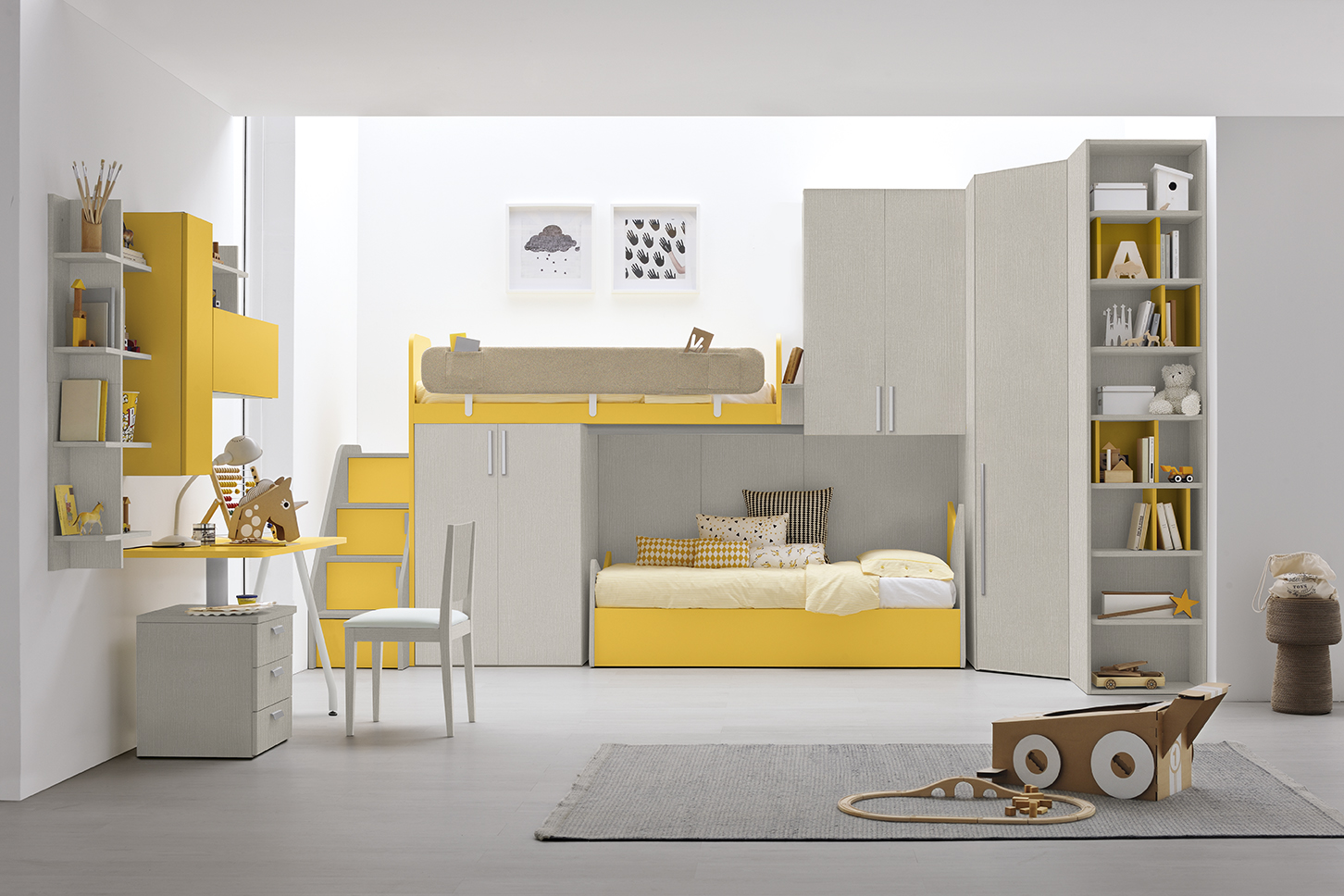 Letto soppalco design moderni camere golf kids letto kintai go k50 p350 351