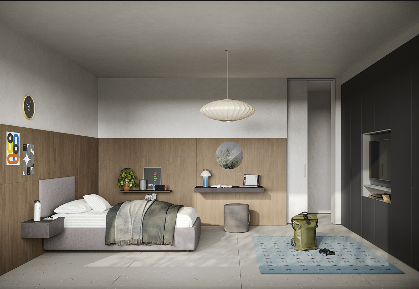 Letto soppalco design moderni camere GOLF kids LETTO darsena GO Y126 P217